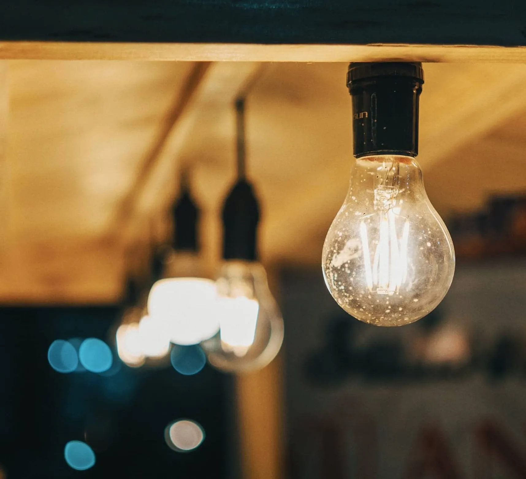 lightbulbs on a wire